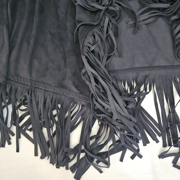 DG2 By Diane Gilman Women's Black Fringed Trim Open Front Cardigan Size XL NWT - Picture 5 of 13